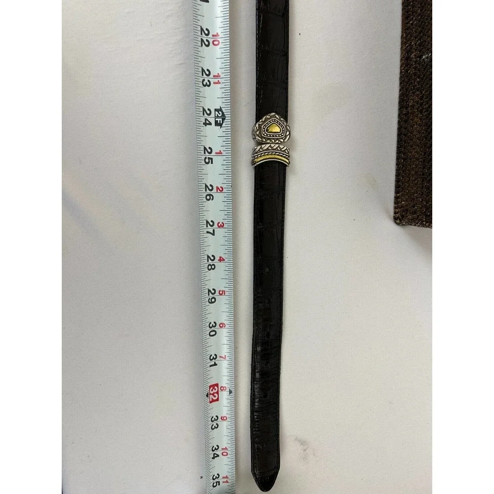 Brighton Reversible Belt Women's Brown/Black Croc Leather Gold Metal Buckle 30 - Picture 6 of 7